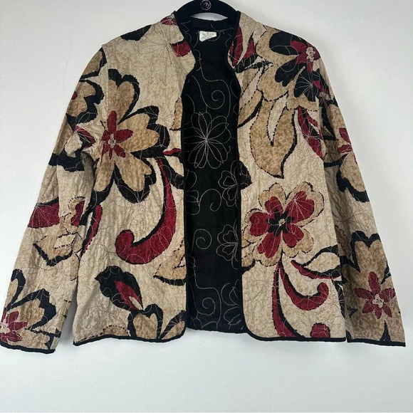 Alfred Dinner Vintage Women’s Quilted Open Jacket Size 6 Petite Embroidered - Picture 1 of 8